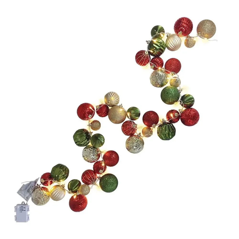 2-6” PreLit Ornament Red Garland w/ LED Lights